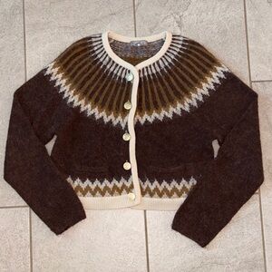 J. Crew Fair Isle cardigan sweater in brushed yarn